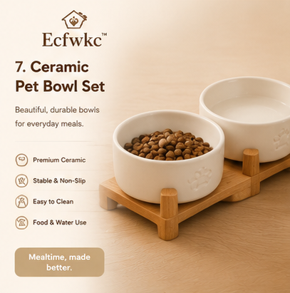 Ecfwkc™ Ceramic Pet Bowl Set